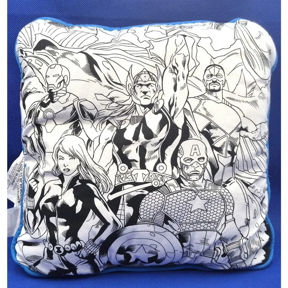 Marvel Avengers Double-Sided Accent Pillow Black White Blue 12x12x4